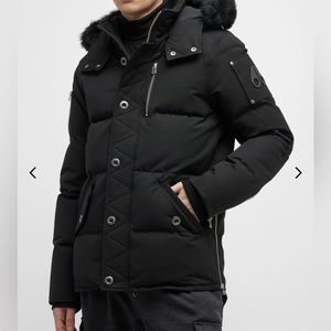 Moose Knuckles 3Q Shearling Trim Hooded Parka black